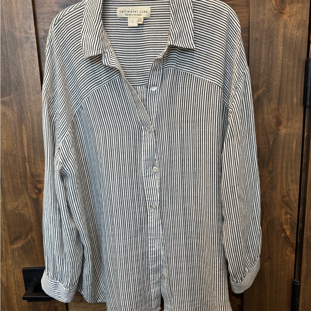 Saltwater LUXE Monochrome Striped womens Shirt - Picture 4 of 5